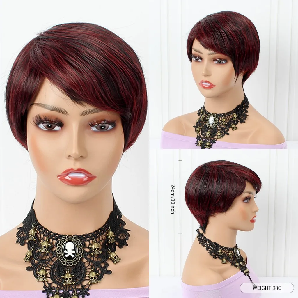 

Synthetic Hair Mix Color Wigs Short Wavy For Black Women Free Shipping Heat Resistant Kanekalon Wig