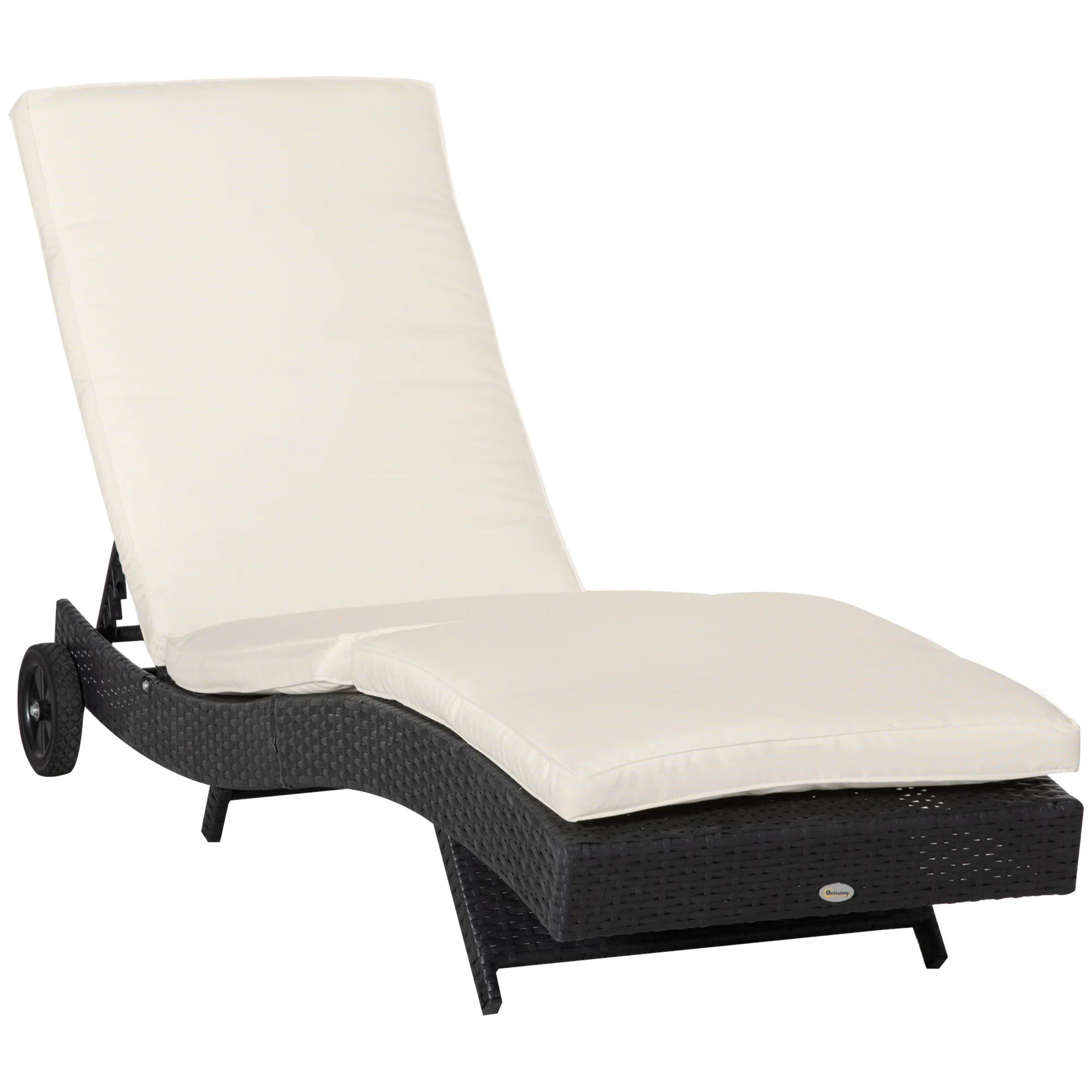 Outsunny S-Vormige Verstelbare Rotan Ligstoel Met 2 Wielen 207X70X70Cm