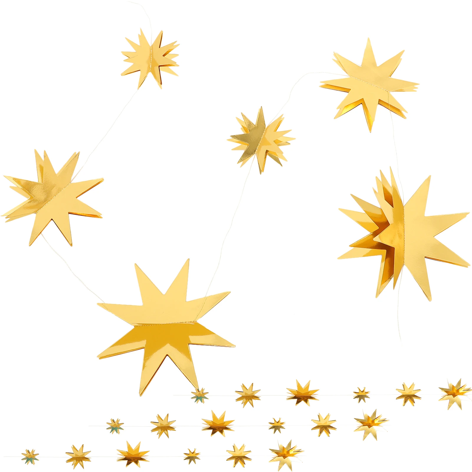 

4 Sets Star Decorations Golden Stars Per String Festive Hanging Streamers Home Shop Window Xmas nament Christmas Party