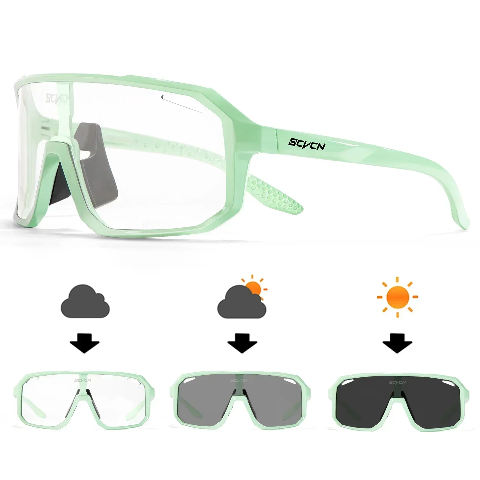 SCVCN Photochrome Brille Radfahren Sonnenbrillen für Frauen Sport Laufen MTB Radfahren Brillen Männer Straße Mountainbike Fahrrad Brille