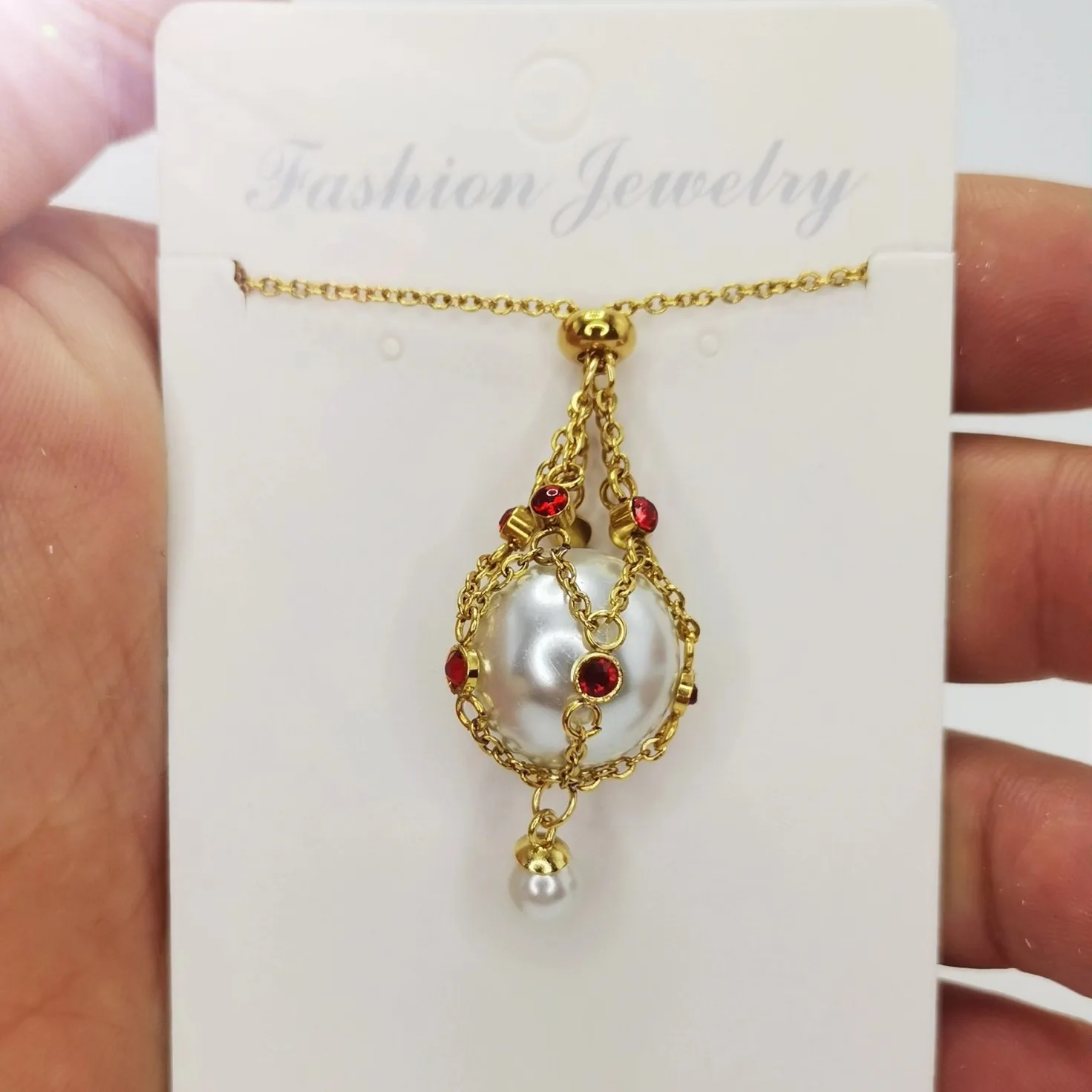 Metal Pearl Gemstone Lavalier Pendant Interchangeable Jewelry Gifts Crystal Holder Cage Necklace Adjustable Chain Necklaces