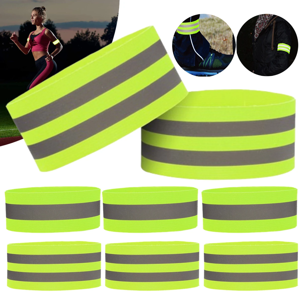 1-5PCS Reflective Bands For Wrist Arm Ankle Leg High Visibility Reflect Straps For Night Cycling Running Safety Reflector Tape