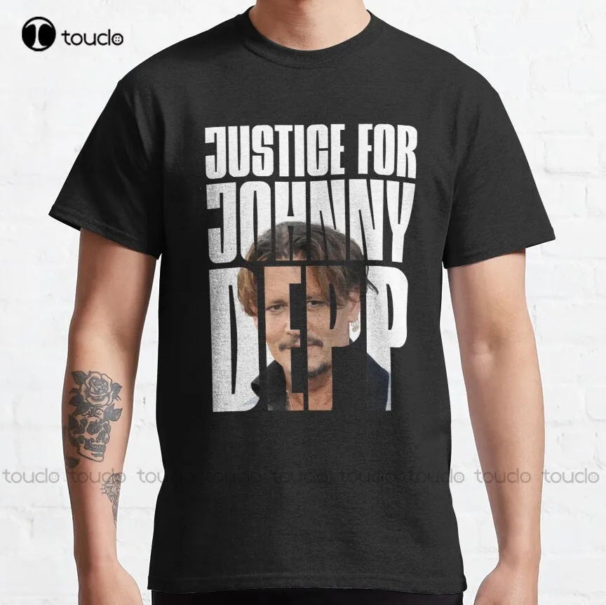 Justice For Johnny Depp Classic T-Shirt Johnny Depp Mens Tshirts Graphic Custom Aldult Teen Unisex Digital Printing Tee Shirts