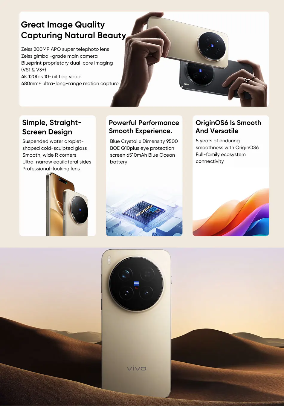 Vivo X300 Pro 5G smartphone android MediaTek Dimensity 9500 6.78” AMOLED 120hz 6510mAh 90W superCharge 50MP OIS NFC OTA