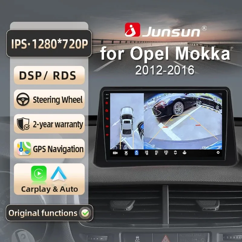 Junsun für Opel Mokka 2012-2016 9 Zoll 4GB 64GB Android 13 Autoradio GPS Navigation Carplay DSP Bluetooth FM Lenkradbedienung Unterstützung USB AUX Eingang Rückfahrkamera Bereit 1080P Video Split