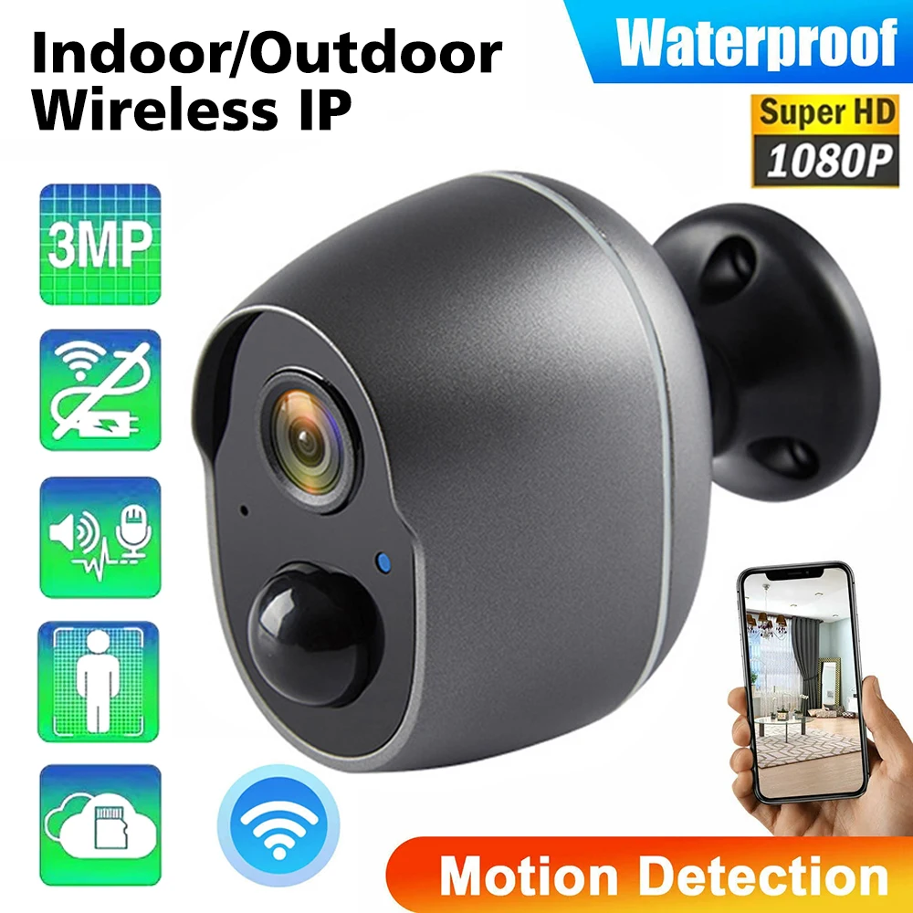 3MP Security IP Camera 5200mAh Battery Powered Night Vision WiFi Camera Smart Home Video Surveillance Camcorder Two-Way Audio