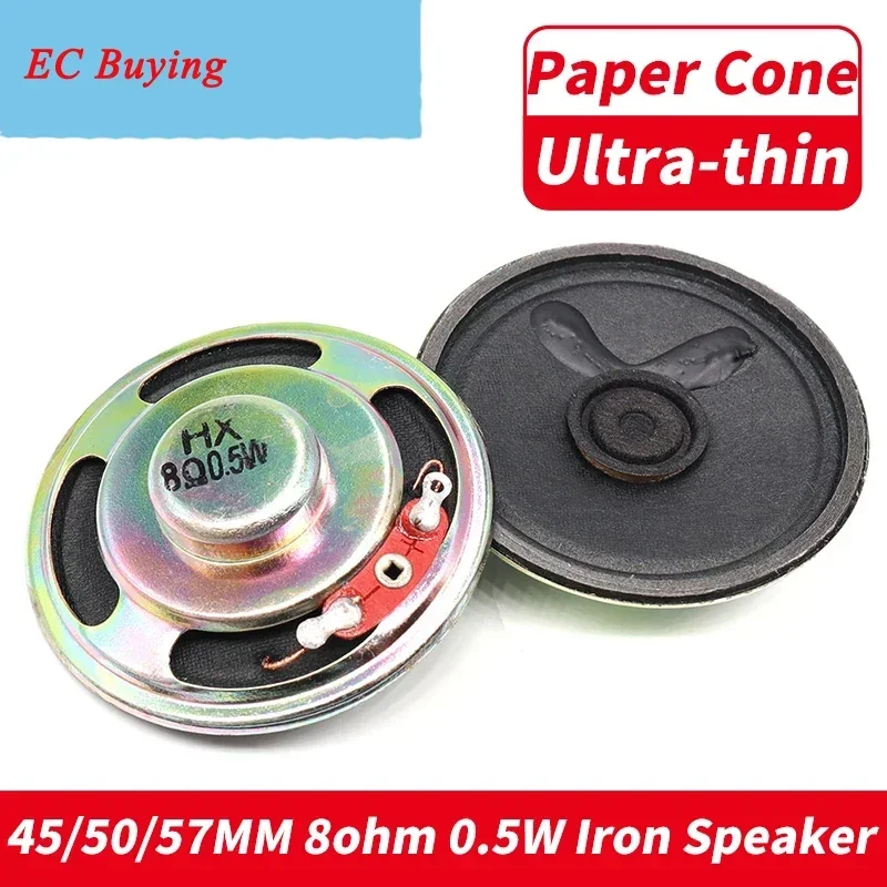 2pcs/lot New Ultra-thin Speaker 8 Ohm 0.5 Watt 1W 8R Paper Cone Speaker Diameter 50MM 57MM 5.0CM 5.7CM 8ohm 0.5W