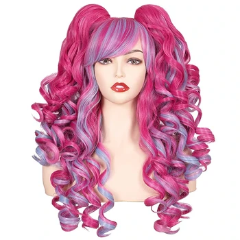 Hairjoy נשים שיער סינתטי ארוך cosply woween פאות למסיבה עם 2 ponytails