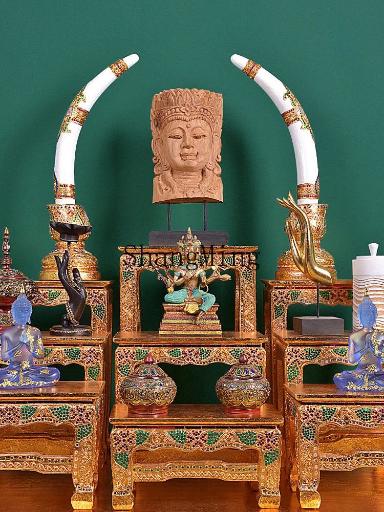 CLhousehold niche offering Taiwan incense case table eight-piece set, middle hall Chinese Buddhist platform