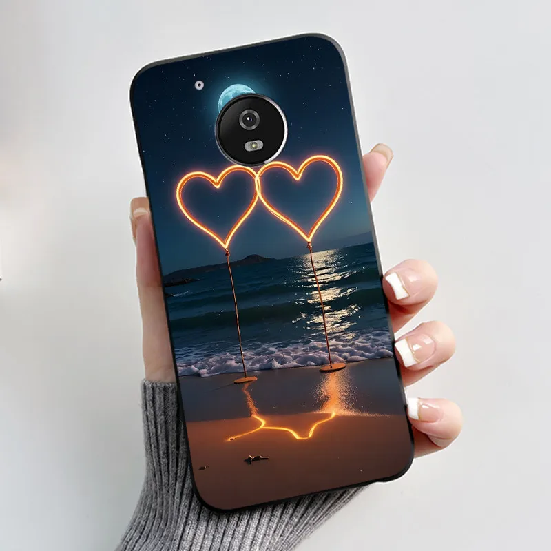 Capa protetora à prova de choque macia para motorola moto g5 geléia preto caso para motorola moto g5 plus bonito padrão impresso floral
