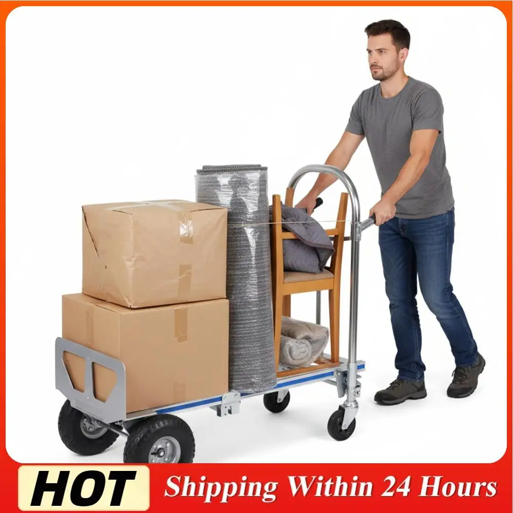 

3 in 1 Hand Truck Dolly 550LBS Capacity Heavy Duty Industrial Collapsible Cart with Wheels for Construction Warehouse Factories