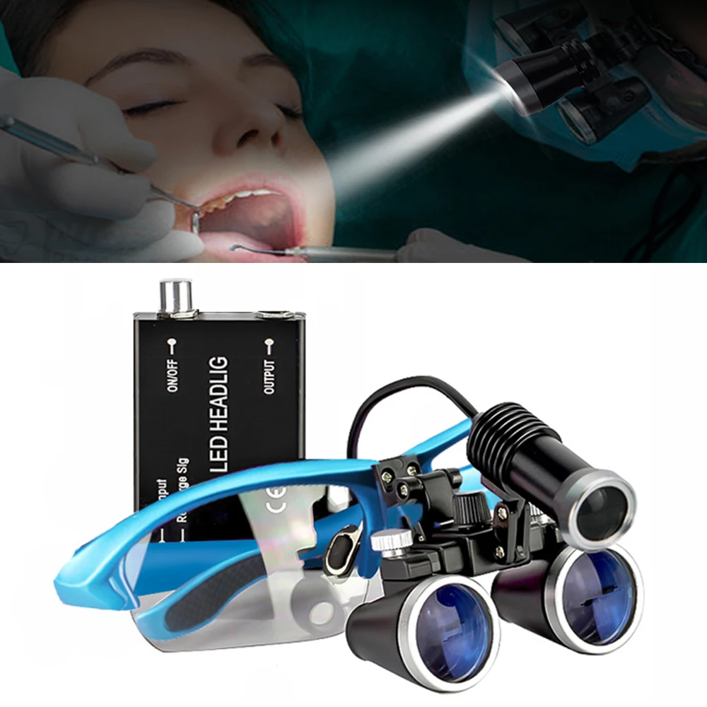 2.5x 3.5x ampliação binocular dental lupa cirurgia cirúrgica lupa com farol led luz dentista médica lupas lâmpada