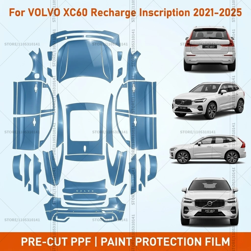 Pre-Cut Paint Protection Film PPF Transparent Front Bumper Clear Bra Car Film For Volvo XC60 Recharge Inscription 2021-2025