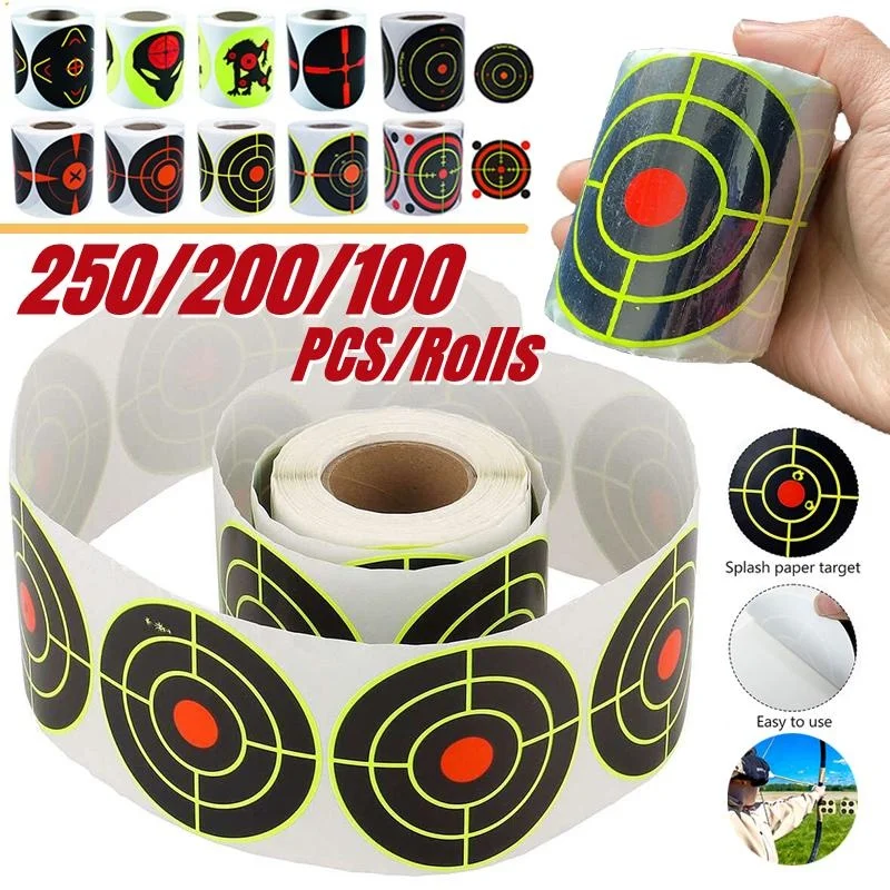 250/200/100PCS/Rolls Shooting Target Stickers Self Adhesive Splatter Targets Training Stickers Hunting Paintball Accessories