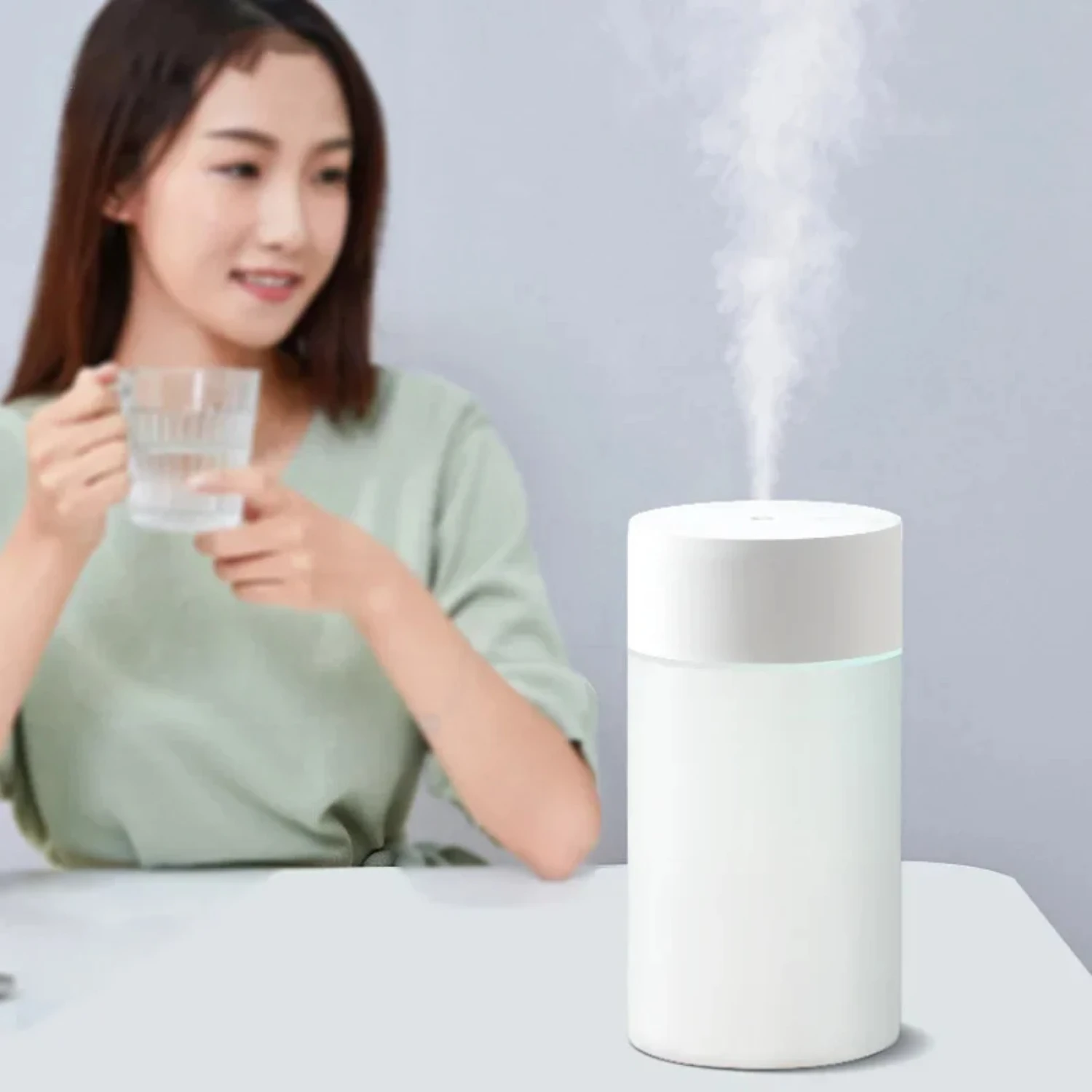 Efficient, Compact, Portable Ultrasonic USB Air Humidifier with LED Light - Essential Oil Diffuser - Mini 260ml Mist Maker and A