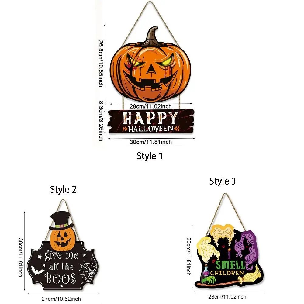 Panneau de porte citrouille d'halloween en bois, drôle et mignon, couronne de cintre de citrouille, dessin animé créatif, pendentif de porte suspendu pour salon