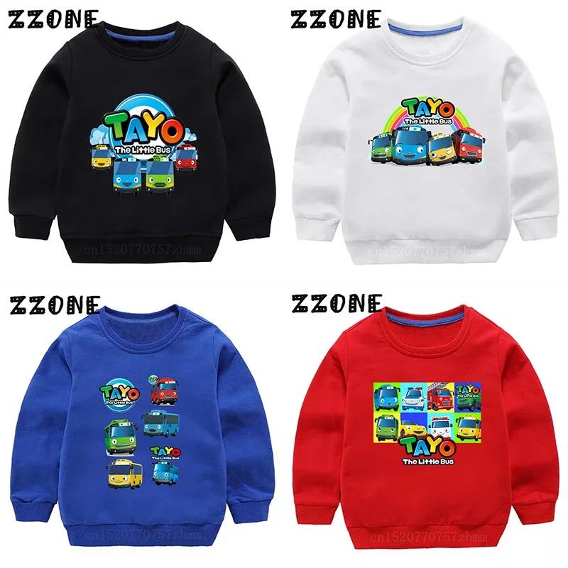 Hot Sale Kids Sweatshirts Tayo the Little Bus Print Cartoon Children Hoodies Funny Baby Pullover Outwear Tops Girls Boys Clothes