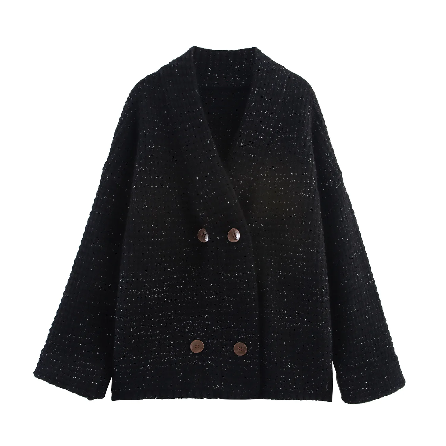 

Loose Knitted Double Breasted Autumn New Style European And American Windbreaker Coat Open Cardigan For Women