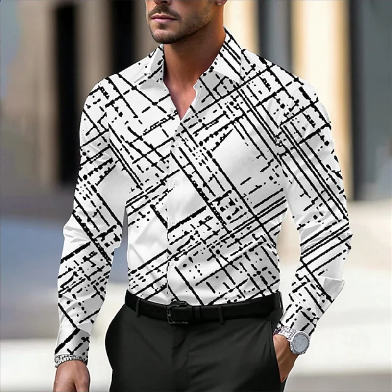 Vintage Hawaiian Men's Shirt Ethnic 3D Flower Print Long Sleeve Top Casual Fashion Loose Men's Suit