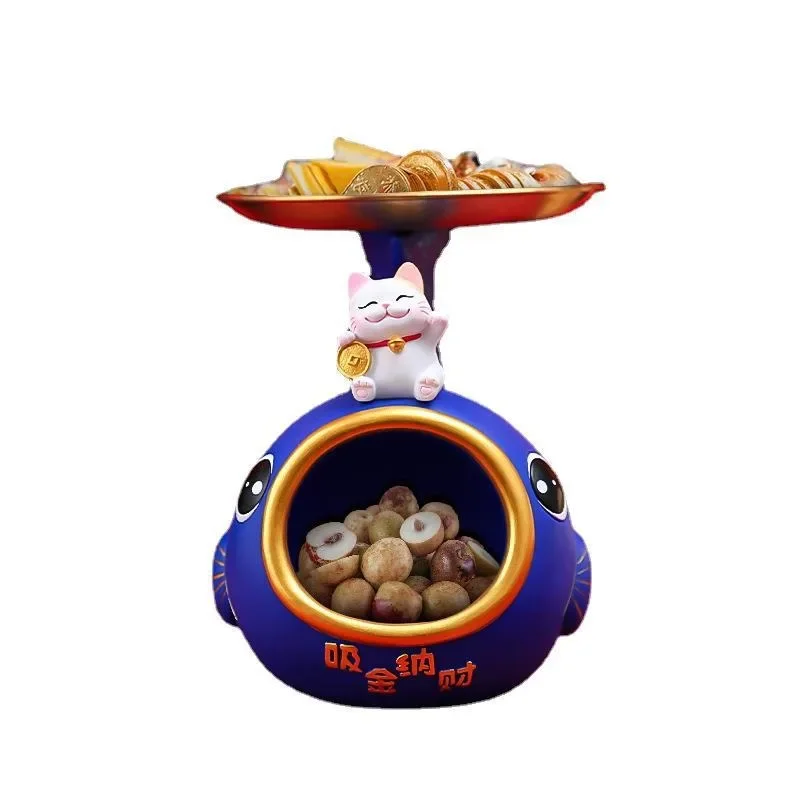 

Gold suction Nafu festive koi tray key storage ornament