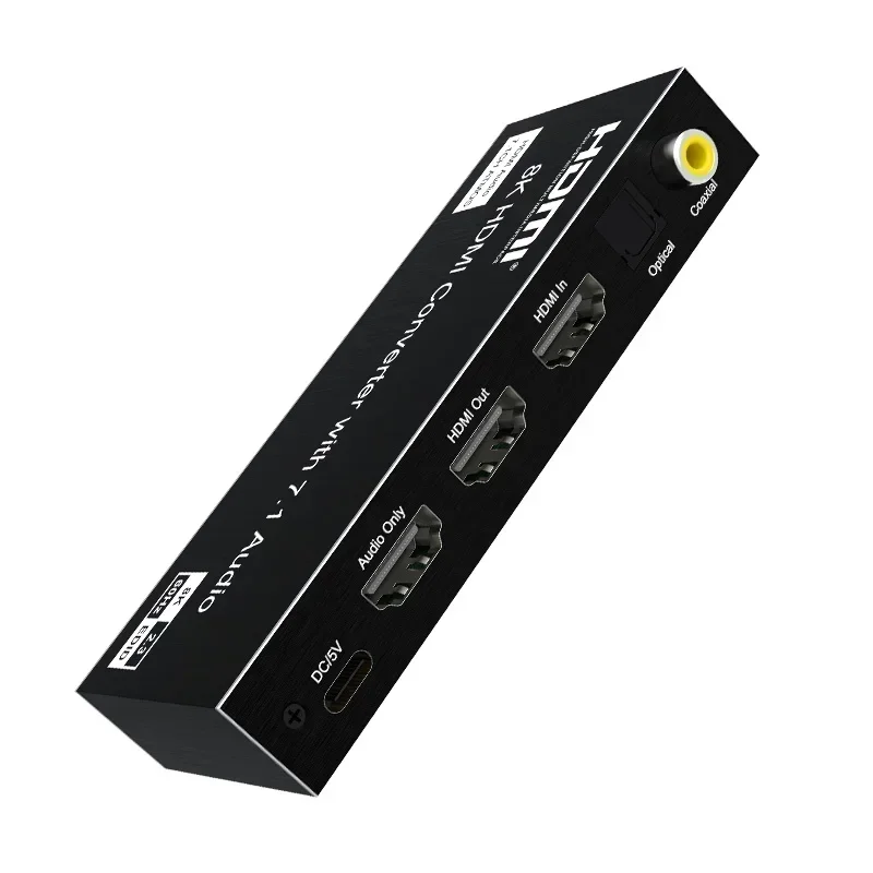 8k HDMI 2.1 Audio Extractor Video Converter Support 3.5mm R/L Optical Coaxial Audio 7.1 Channel Dolby Atmos Laptop TV Amplifier