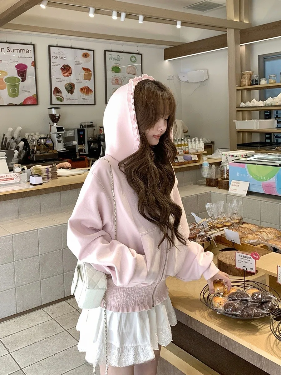 

Женская толстовка-кардиган на молнии CallmeEar, свободного кроя, из смесового хлопка и полиэстера, с длинными рукавами, повседневный топ для ранней осени