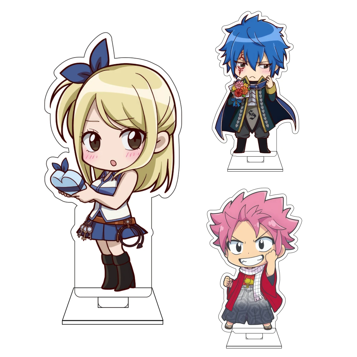 10CM Anime Fairy Tail Cosplay Niedliche Acryl-Figur Standfigur Erza Scarlet Gray Fullbuster Lucy Heartfilia Ornamente Geschenke