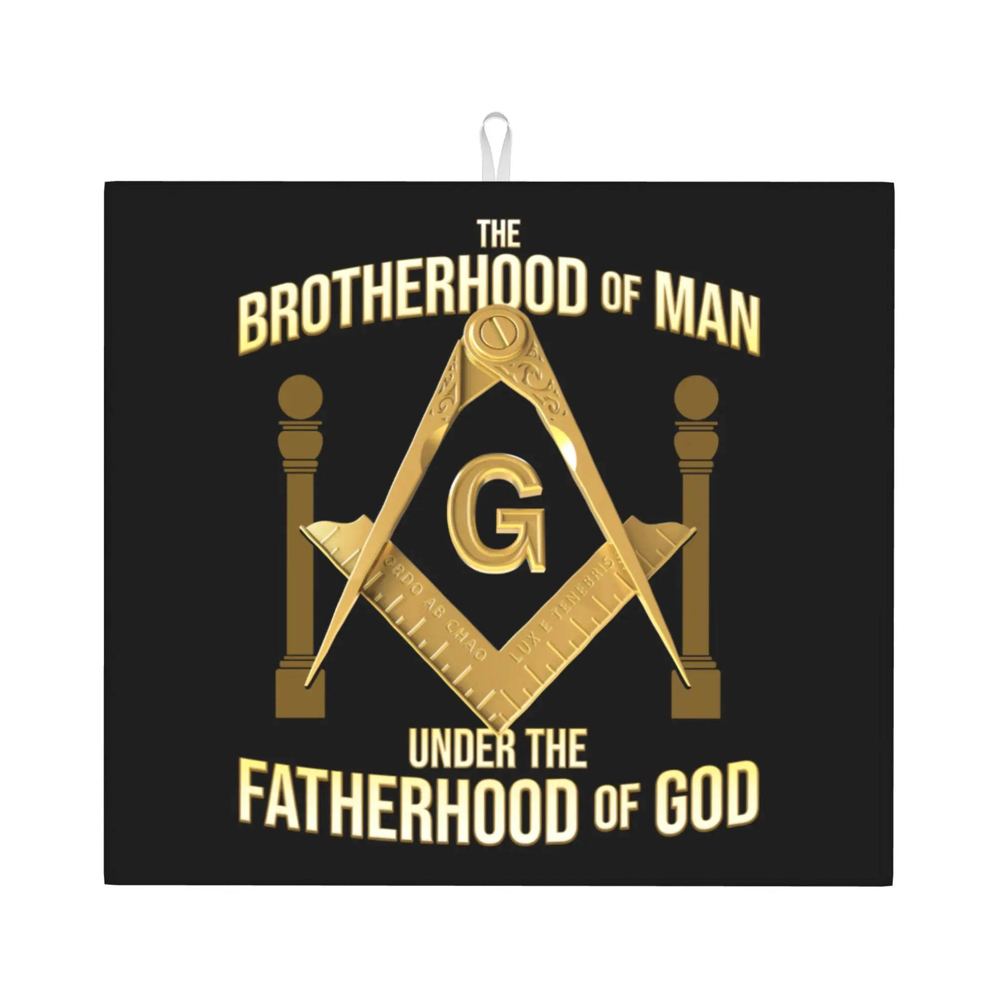 Drying Mat For Kitchen Masonic Freemason Symbol Water Absorbent Waterproof Reusable  On Slip Kitchen Counter Protector Mat