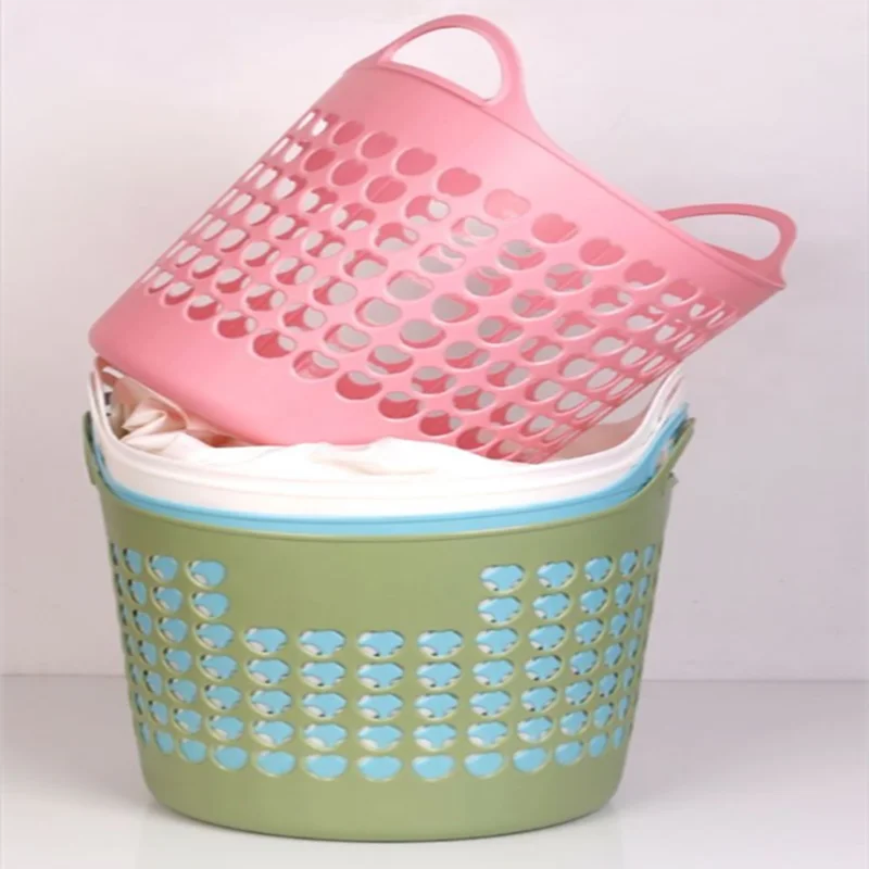 

1 pc New Household plastic storage basket outfit clothes basket of laundry big 45cm basket toys received toilet laundry basket