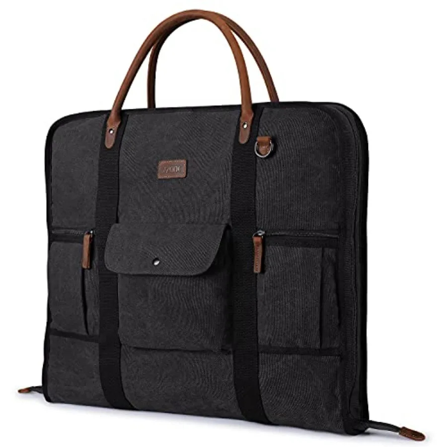 

Carry on Garment Bag for Business Travel Canvas Leather Men Suit Cover
