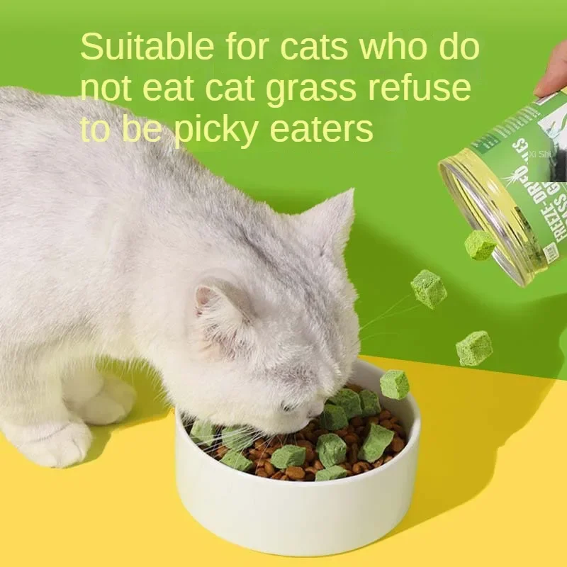 Cat Grass Freeze Dried Pellets Oral Cleansing and Molaring Cat Grass Sticks for Mild Hair Removal Snacks for Nutritional Gain