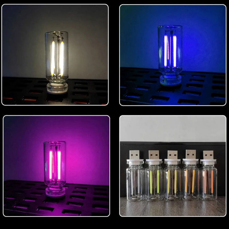 Car USB LED Filament Touch Dimming Bulb 5V Retro LED Bulbs 0.3W Night Light Camping Incandescent Decorative LED Lighting