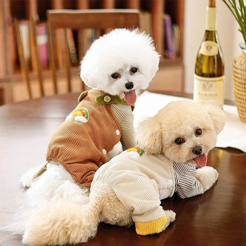 Puppy Jumpsuit Chihuahua Costume Rainbow Luxury Dog Clothes Pajamas Bichon Chihuahua Winter Overalls Casual Clothing Pet Items