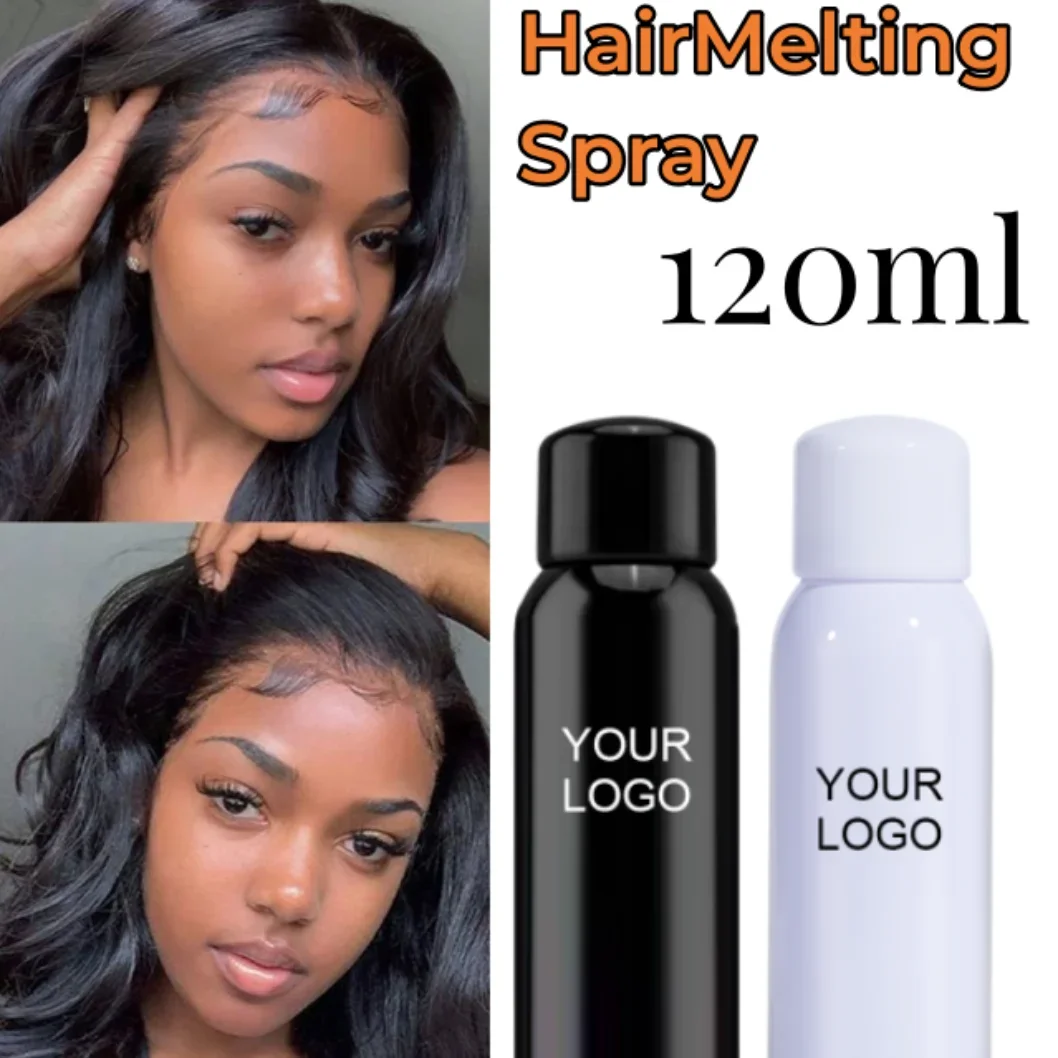 

Your Logo Lace Melting Spray 120ml Glueless Temporary Wigs Melt Down Lace Holding Spray 24Hours Long Lasting For Lace Frontal