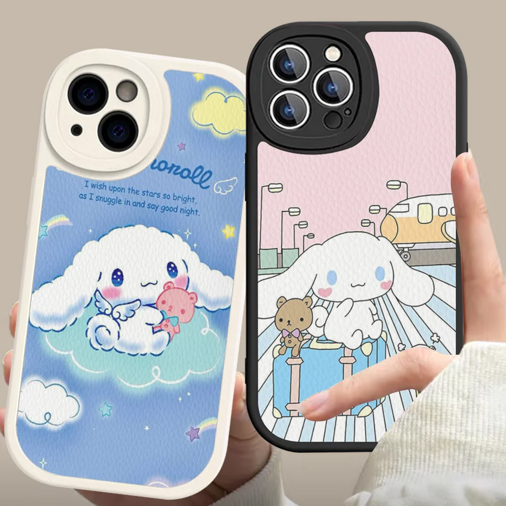 

Cartoon C-Cinnamoroll Cute Phone Case Hard Leather For IPhone 16 15 14 13 12 Mini 11 14 Pro Max Xs X Xr 7 8 Plus Fundas