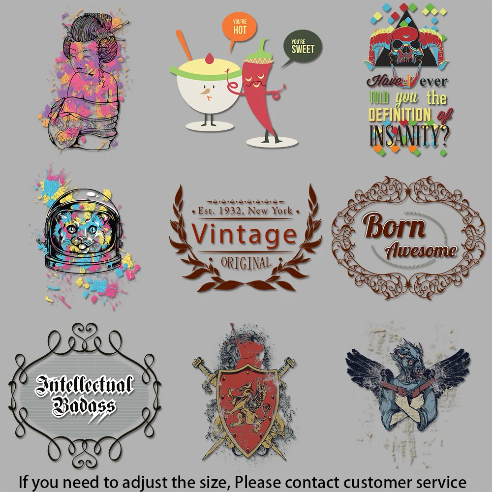 heat transfer sticker for clothes Geisha Ink - splash Art Colorful Skull Graphic Durable Heat Transfer Prints DIY Decoration