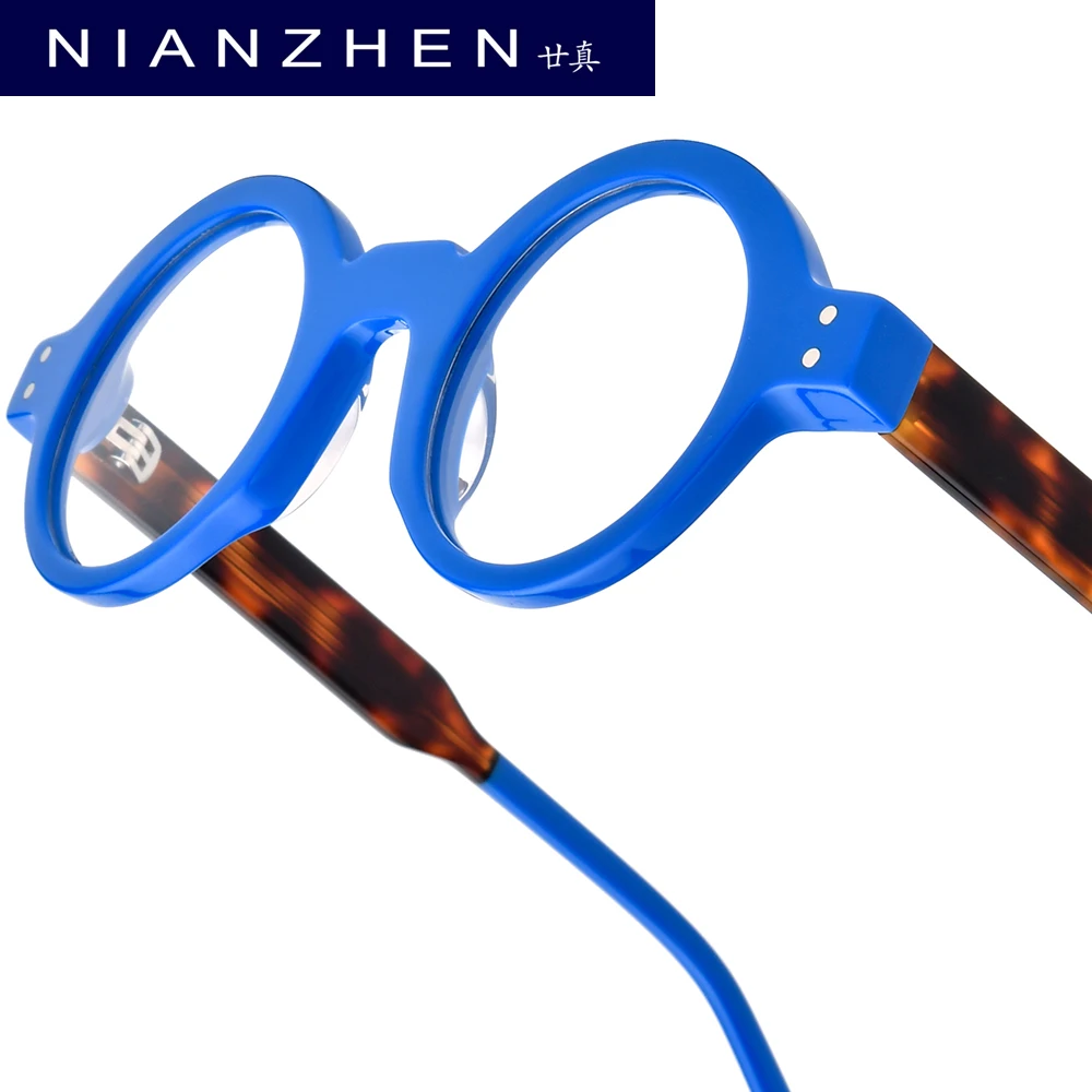 

NIANZHEN Acetate Eyeglasses Frame Men New Round Brand Design Glasses Women Retro Vintage Eyewear Japanese Spectacles 29005