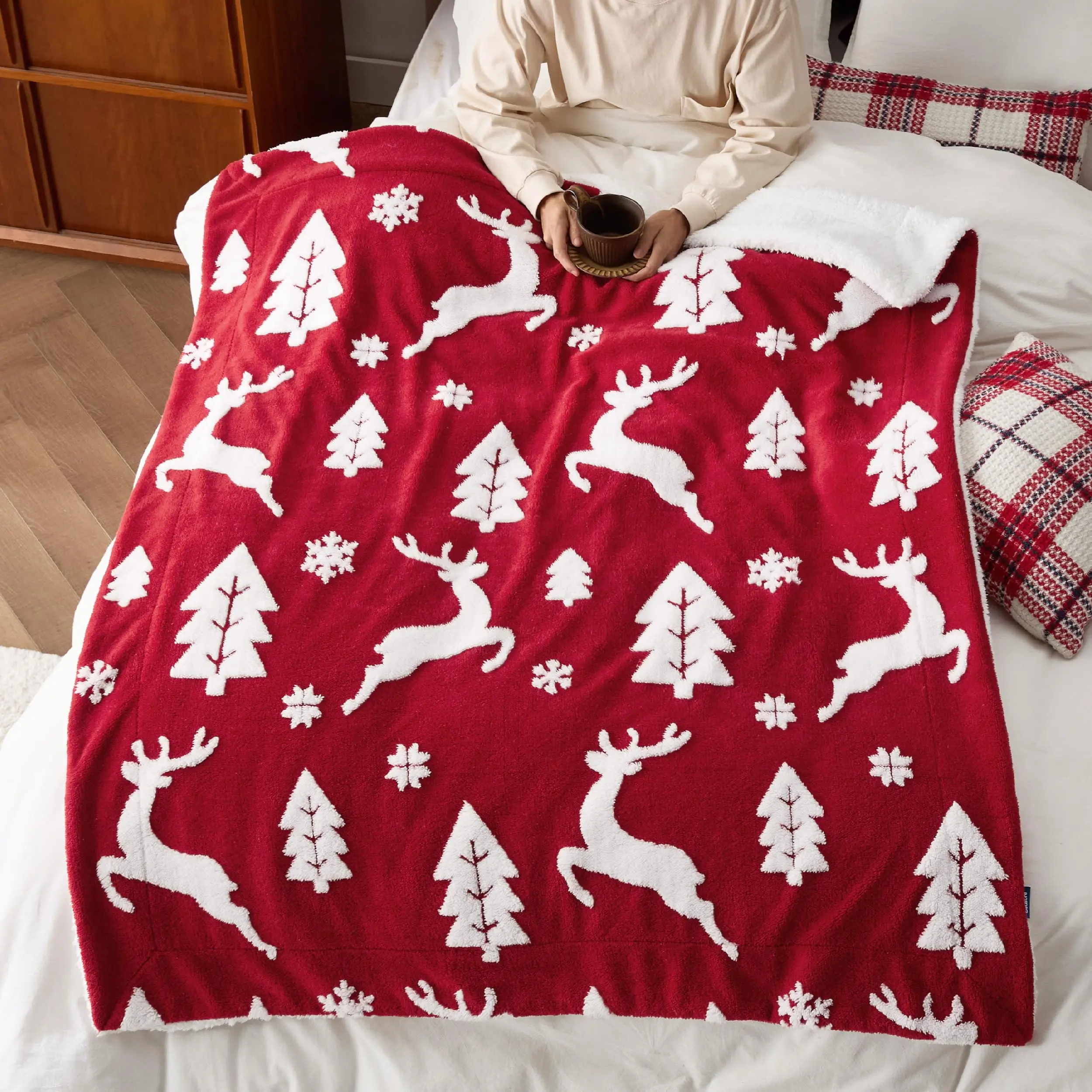 Christmas Throw Blanket - Soft and Warm Sherpa Christmas Throw Blankets for Couch, Sofa, Bed, Winter Blanket for Christmas