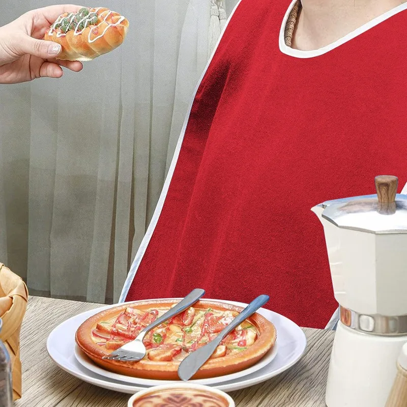 Lätzchen für Erwachsene, Schürze, Lätzchen für Männer und Frauen, geeignet für Senioren, schmutzabweisendes Diätetuch, wasserdichtes Lätzchen für die Essenszeit für Erwachsene – Detail 17