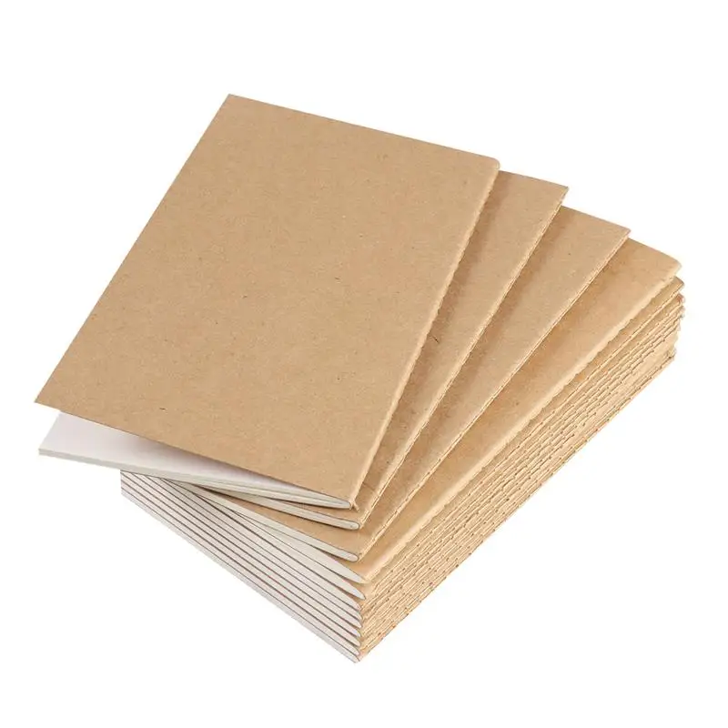 12 stuks Kraftpapier Notebook Leeg Reisverslag Notebook Mini Memo Kids Pad Kladblok Leeg Lijnboek Voor Schrijven Tekening