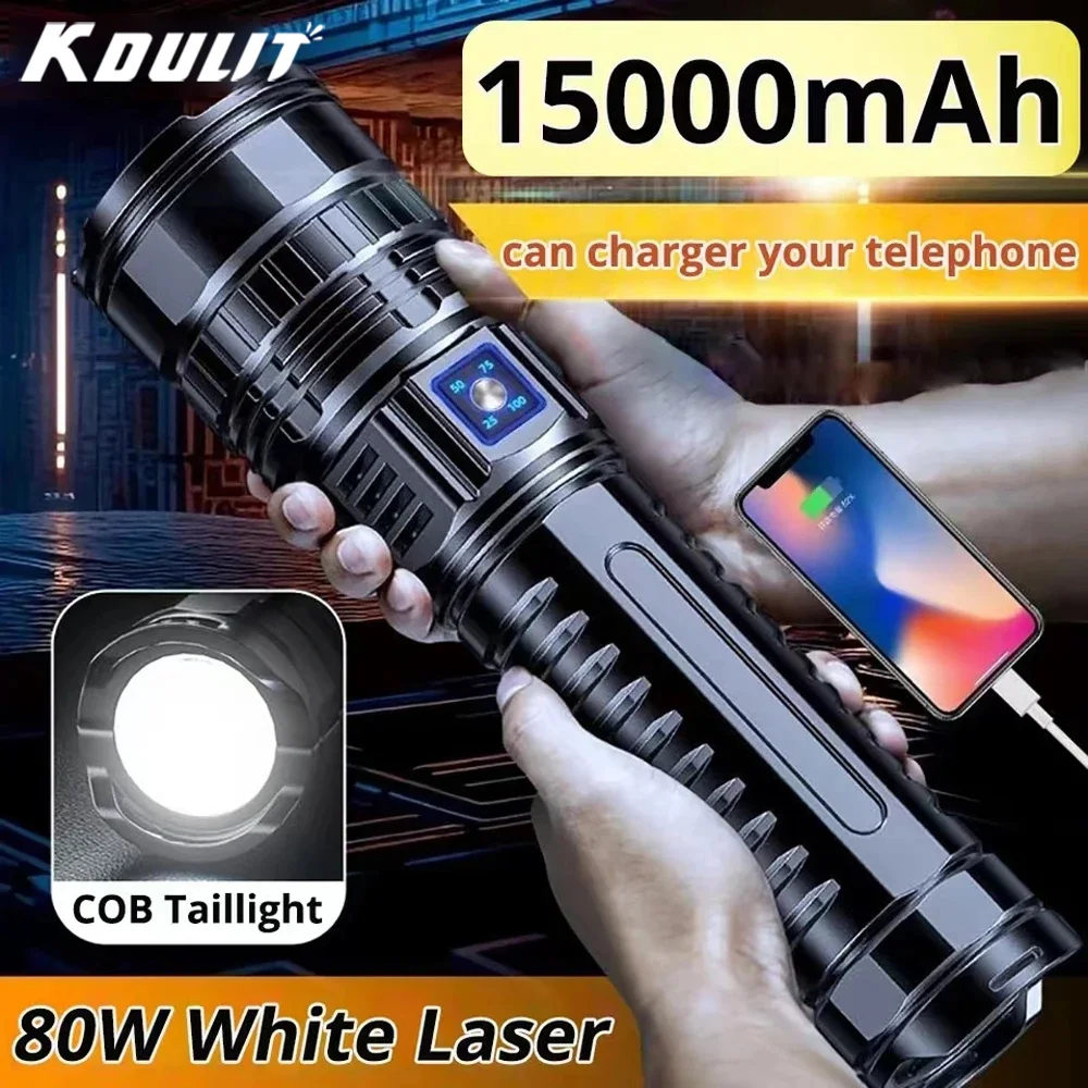 

Most Powerful LED Flashlights USB Rechargeable Tactical Torch 15000mah Built-in Battery Flash Light Emergency Spotlights Lantern