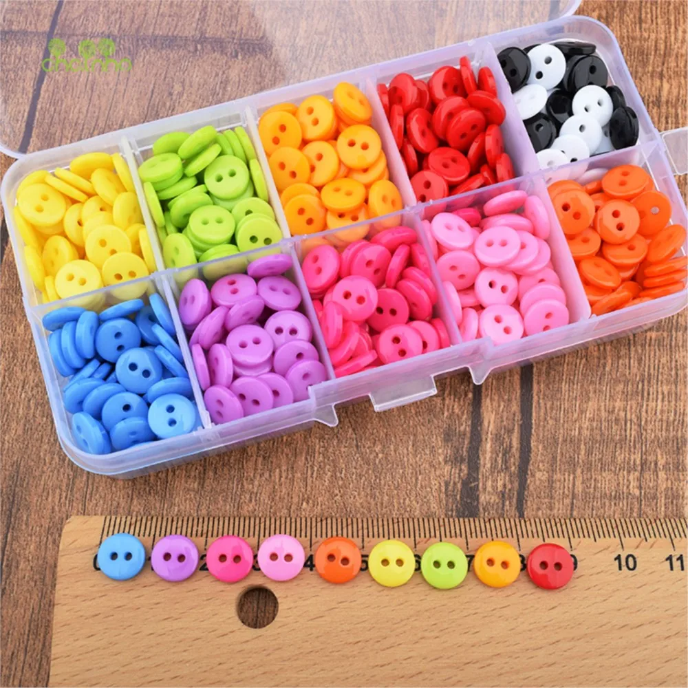 Chainho,Color Resin Buttons,2 Hole,Diameter 9mm,DIY Scrapbooking Patchwork Decorative Crafts & Home Decoration,600pcs/Box,B05