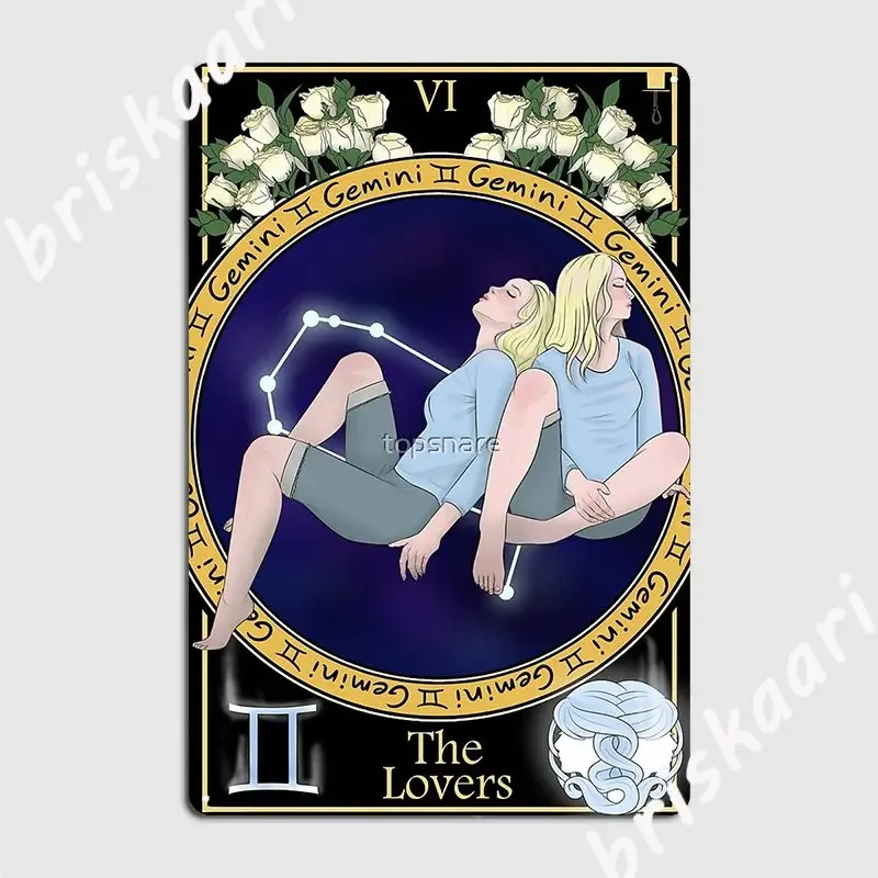 Gemini The Lovers Metal Plaque Poster Kitchen Cinema Kitchen Design Wall Decor Tin sign Posters