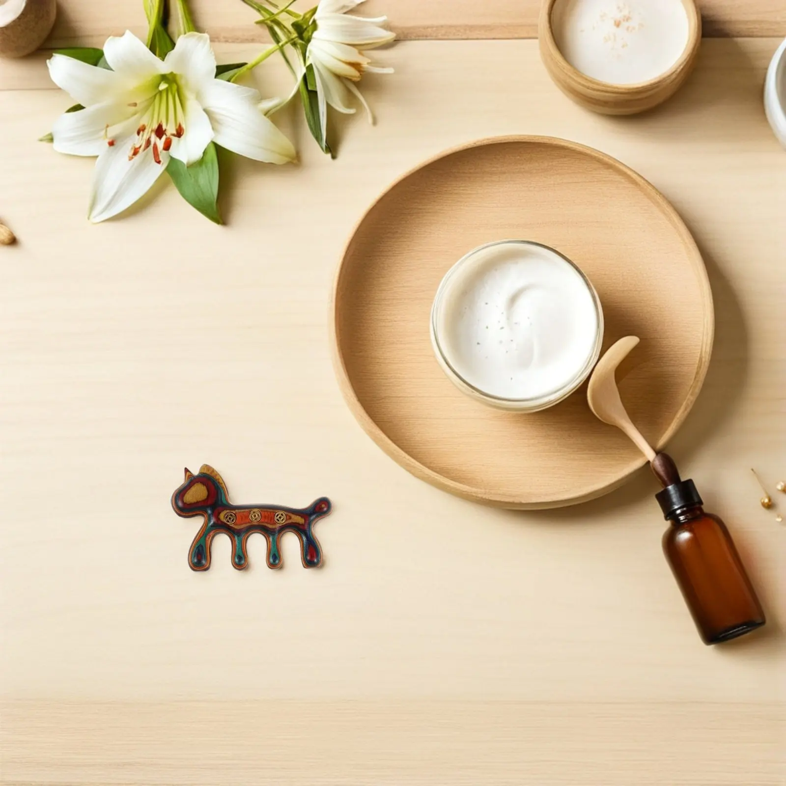 

Wooden Scalp Massage Brush Unicorn Design Gentle Hair Comb Portable Mini Head Massager for Office Party Favor Chinese New Year