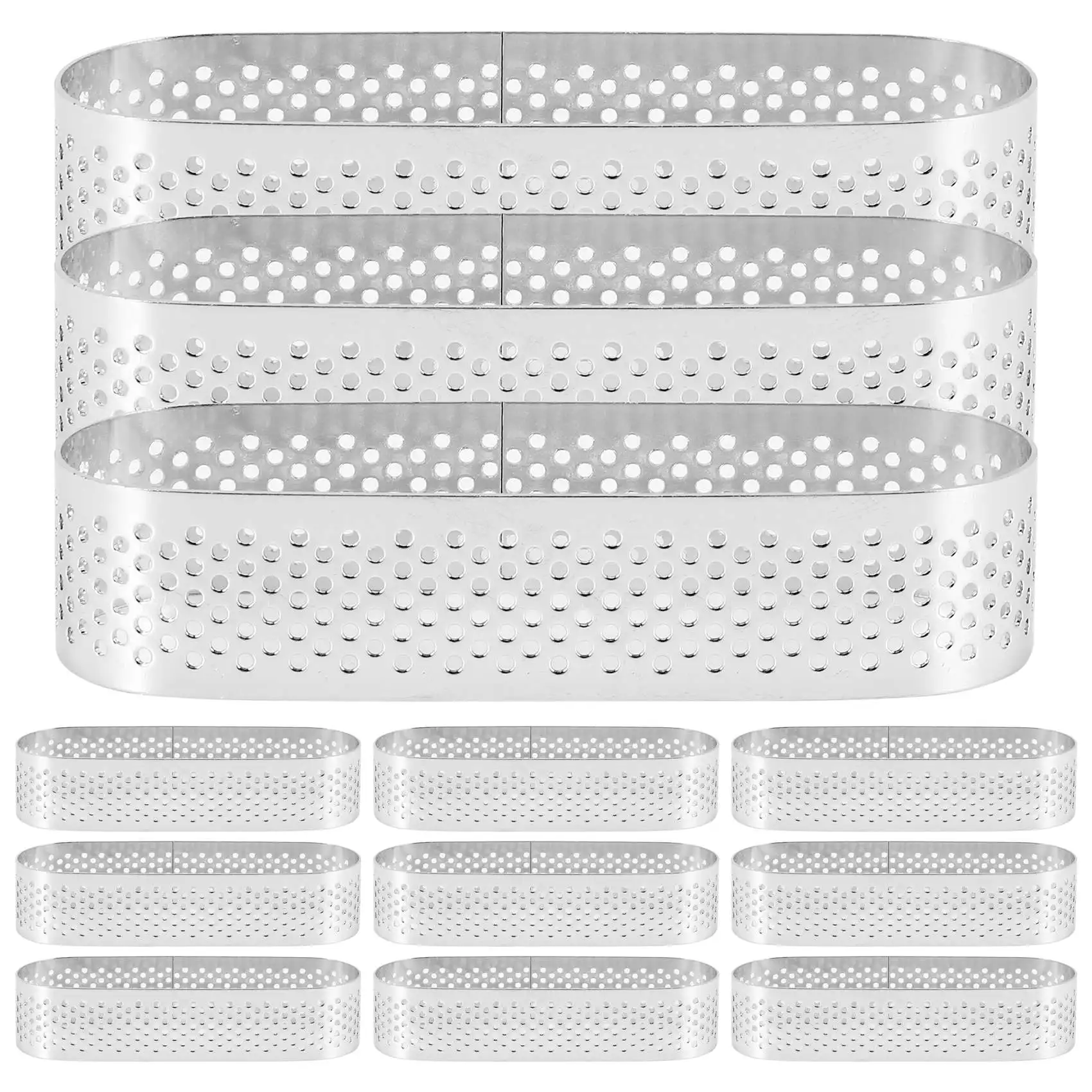 12Pcs Oval Tartlet Molds French Dessert Mousse Fruit Pie Tart Ring Quiche Cake Mold, Stainless Steel Tart Mousse Ring