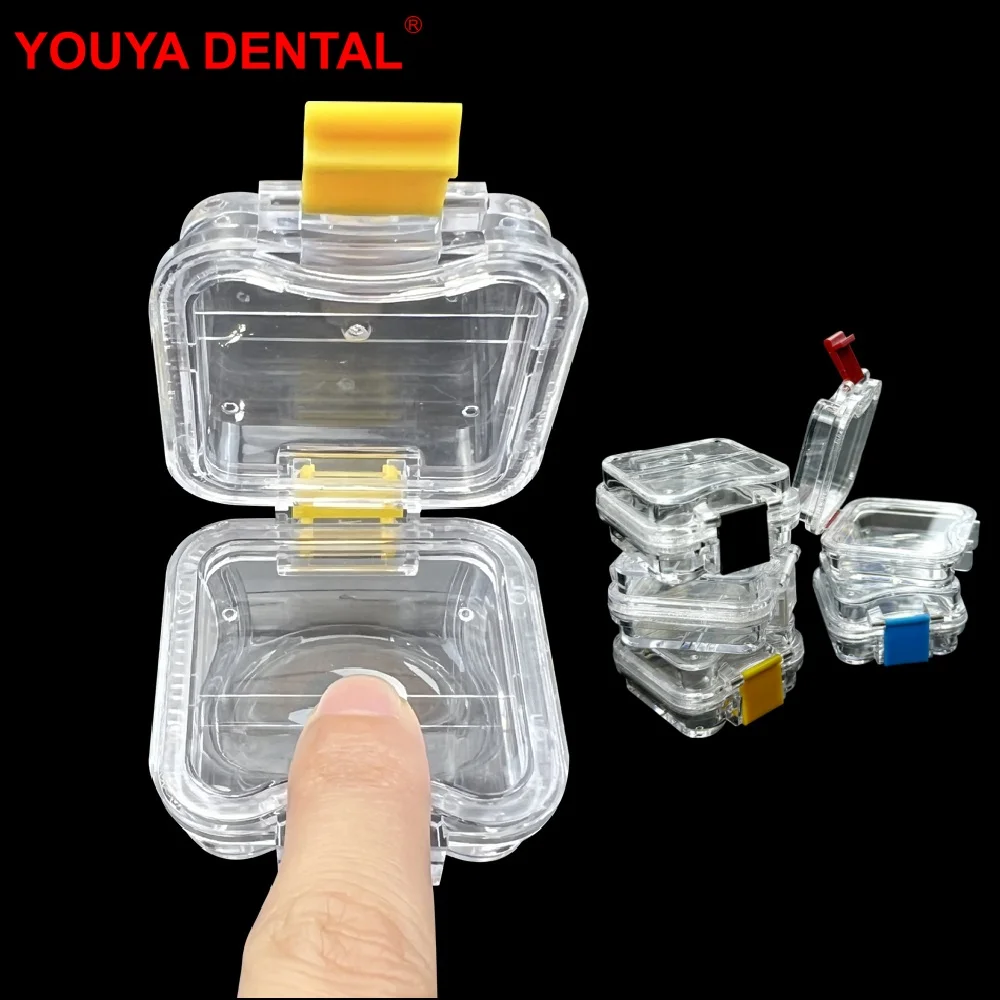 

5pcs Plastic Dentistry Tooth Box With Film Membrane Colorful Buckle Implant Dental Veneers Storage Box Denture Teeth Containers