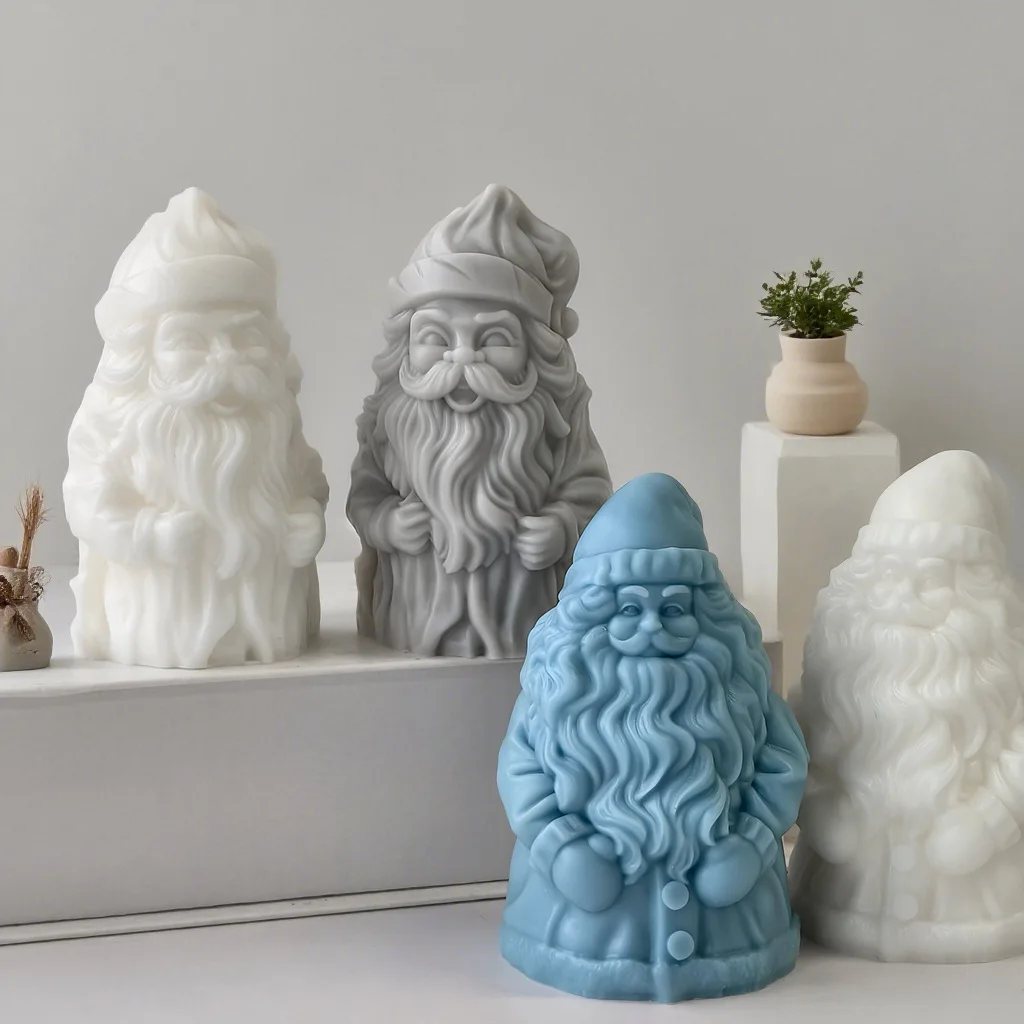 Weihnachtsmann Kerzenform DIY Weihnachten Gips Aroma Wachs Dekor handgemachte Urlaub Geschenk Handwerk Home Dekoration – Detail 3