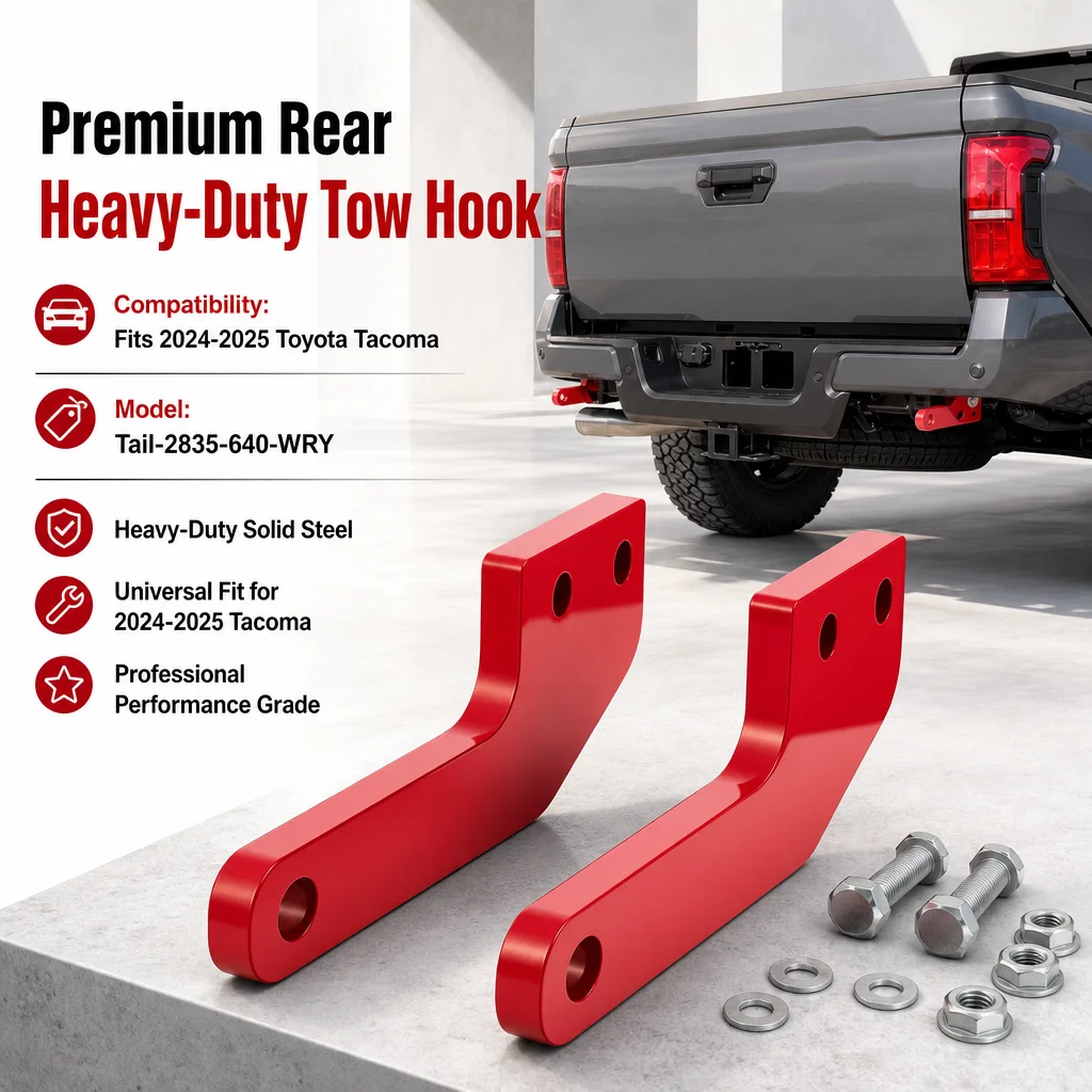 Pair Rear Tow Hook Red Metal Trailer Towing Hook For 2025 Toyota Tacoma Offroad Truck Bumper Recovery Hook Auto Parts