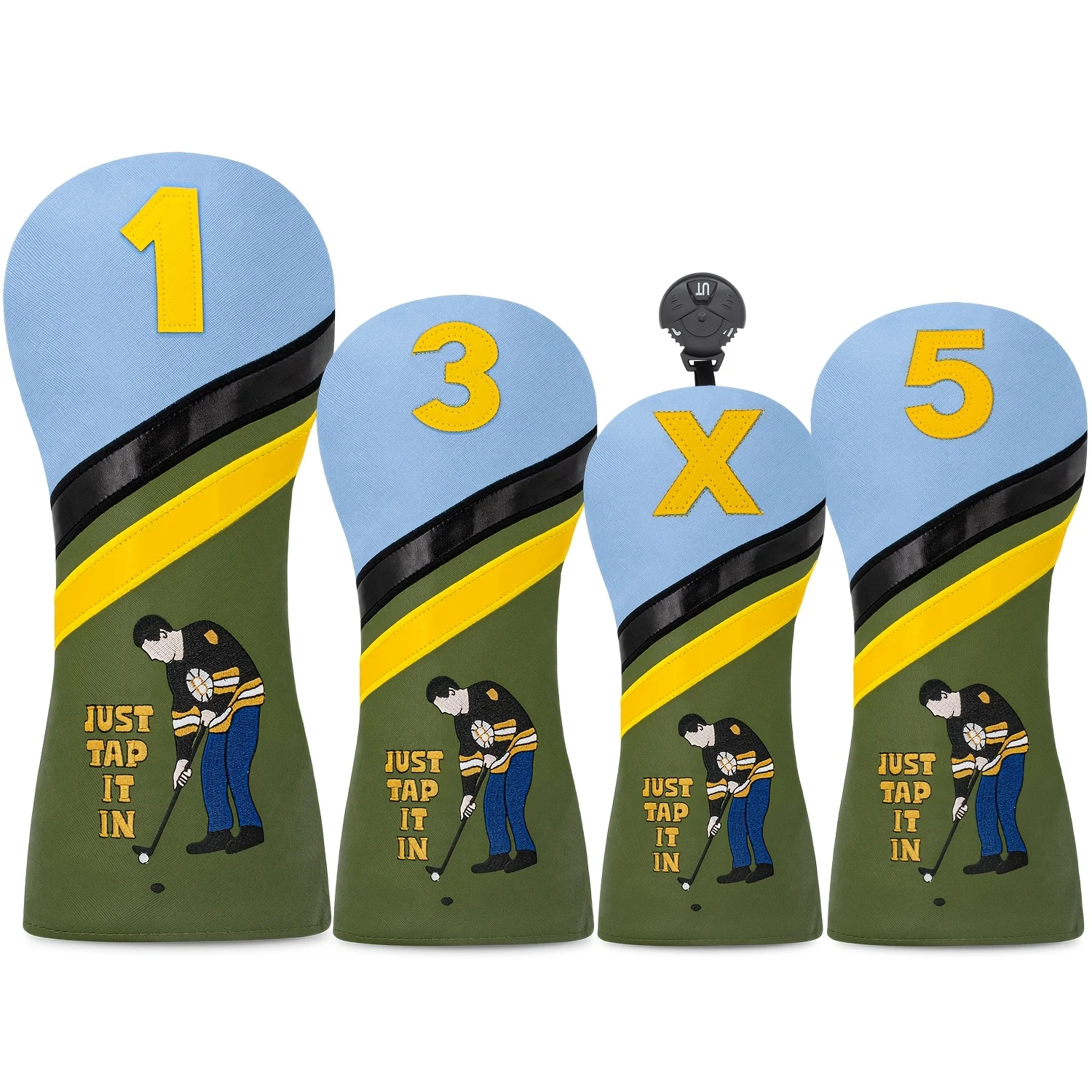 1 pièce/4 pièces Housse de tête de club de golf (Driver/Fairway/Hybride) - Housse de club de golf au design 'Playing Golf Alone', Housse de tête de club de golf tendance
