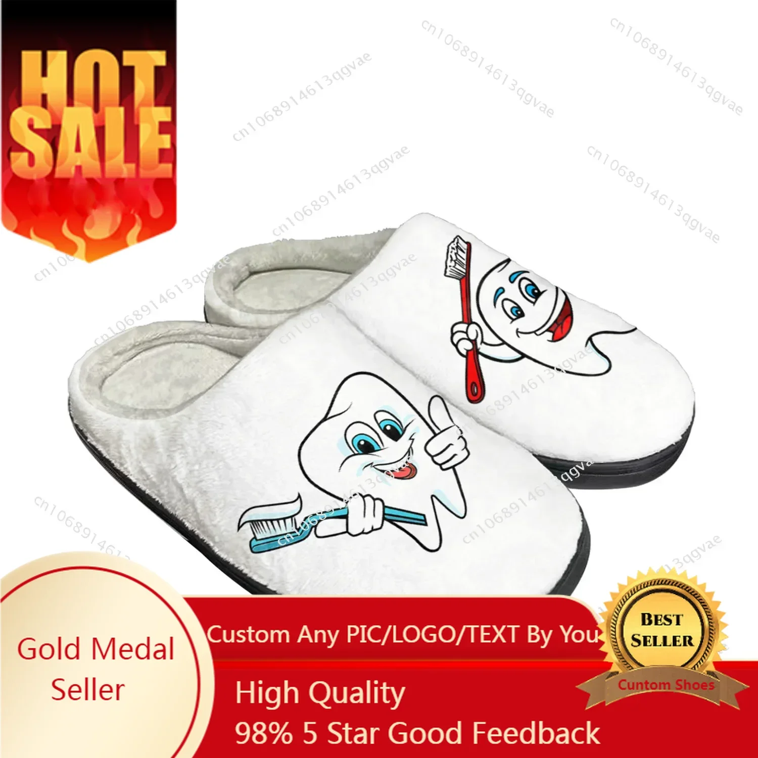 

Tooth Dentist Cartoon Home Cotton Slippers High Quality Mens Womens Plush Bedroom Keep Warm Shoe Customized Thermal Slipper